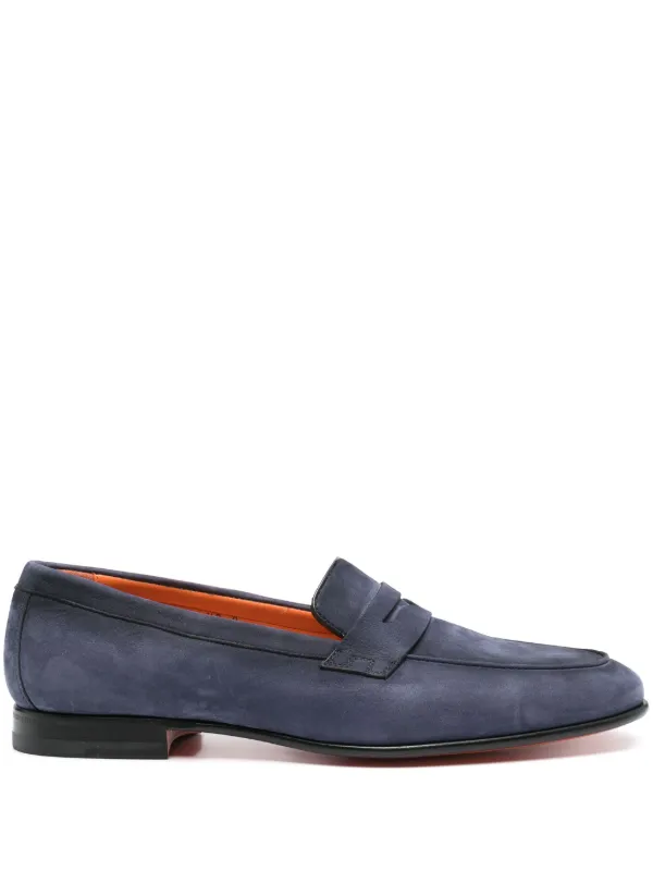 Santoni Penny Slot Loafers in Blue