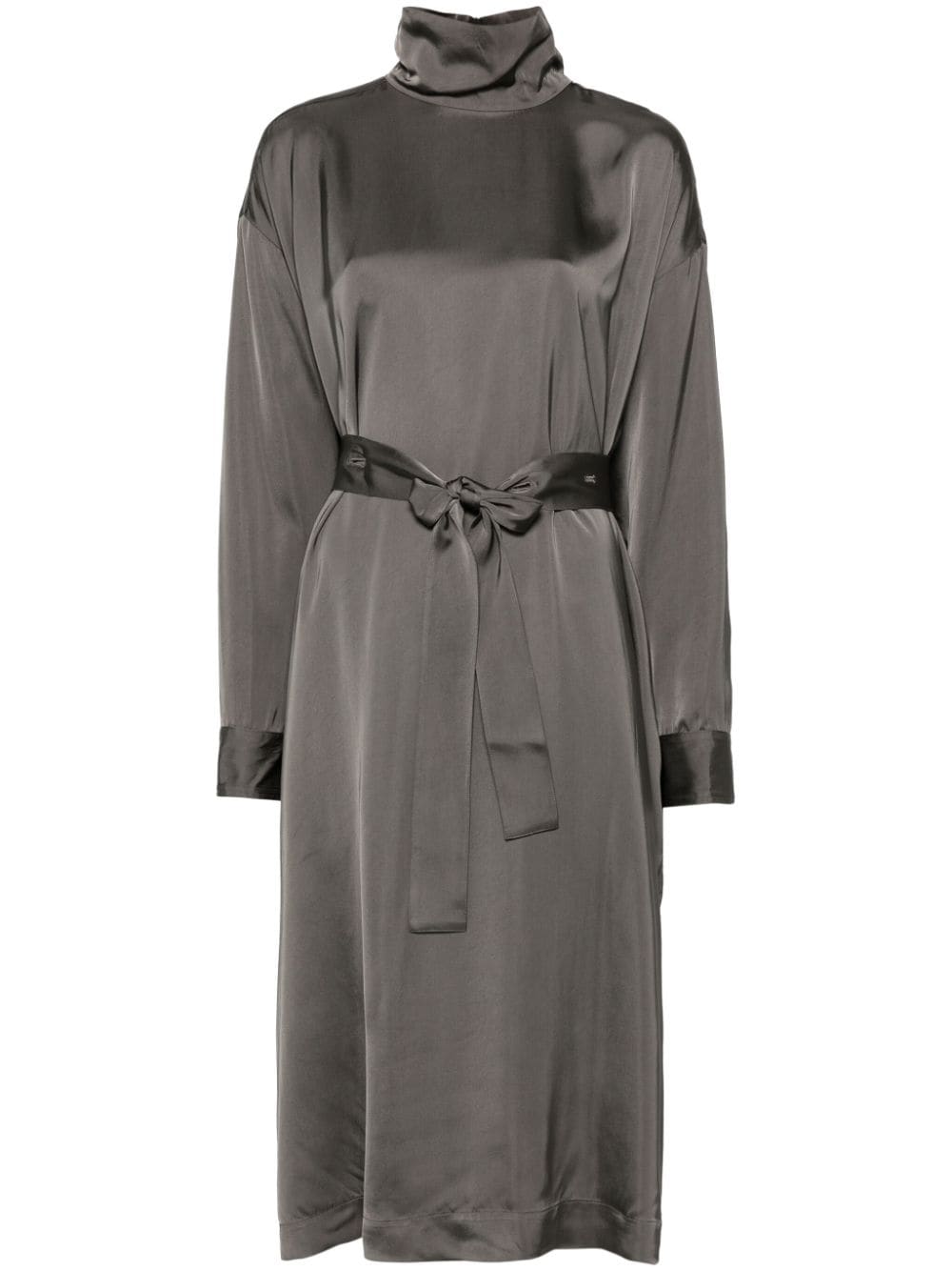 Shop Fabiana Filippi Satin Dress In Grey