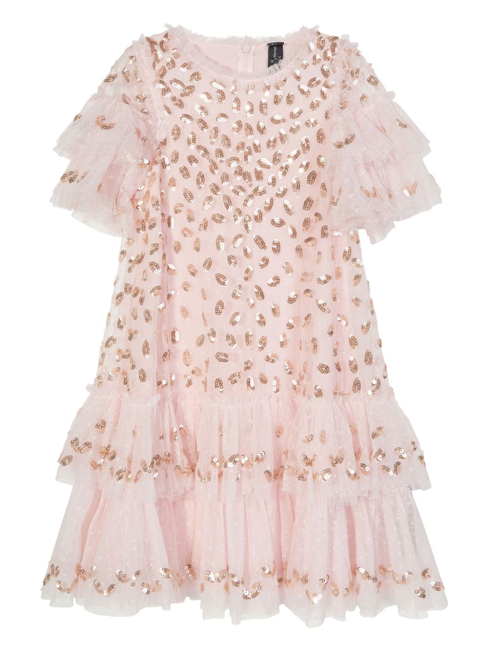 NEEDLE & THREAD KIDS Tulen jurk met pailletten Roze