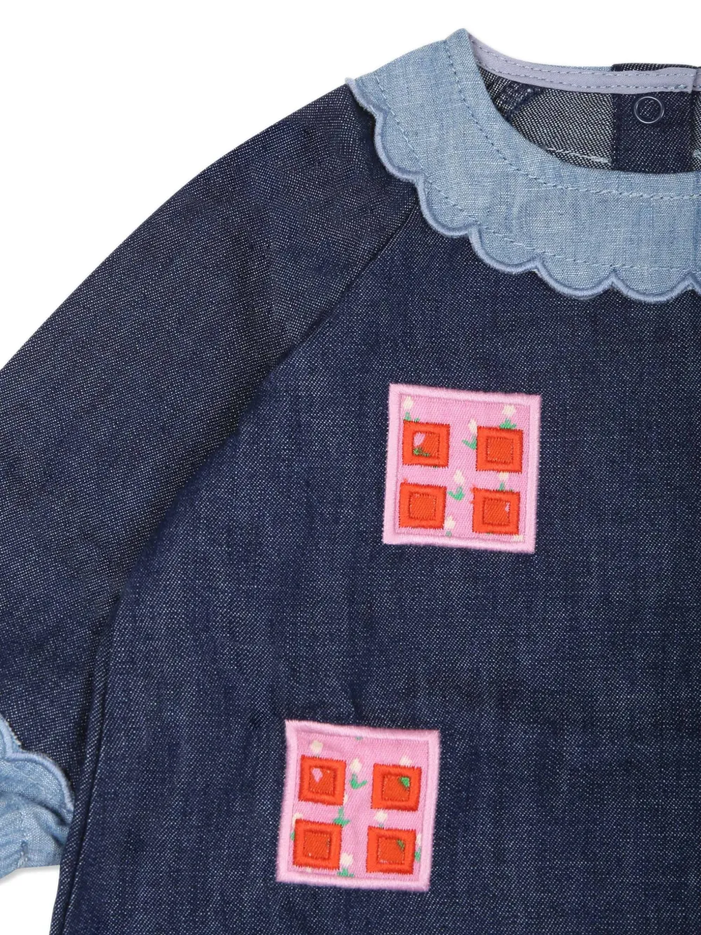 Stella McCartney Kids Jurk van biologisch katoen met applicatie Blauw
