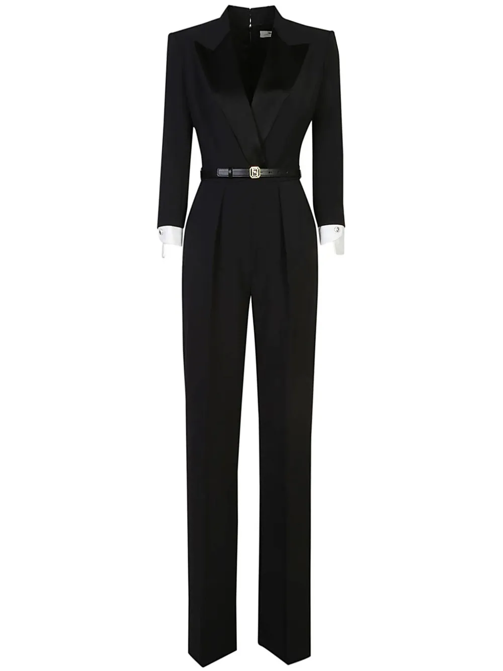 Elisabetta Franchi logo-buckle detail jumpsuit Zwart