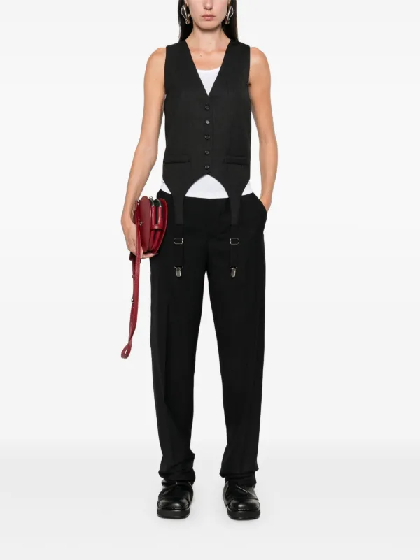 【関税&送料込】Moschino High Waist Pants Moschino high-waist Tailored Trousers | Black | FARFETCH GE