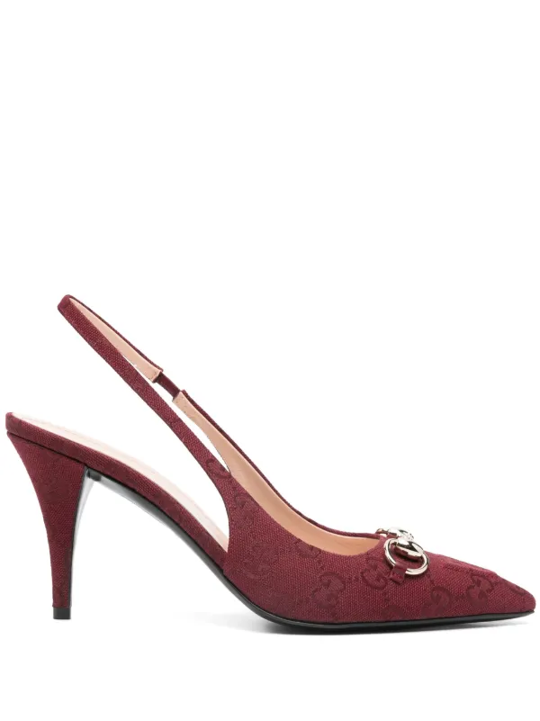 Gucci 85mm Horsebit Slingback Pumps Red FARFETCH CA