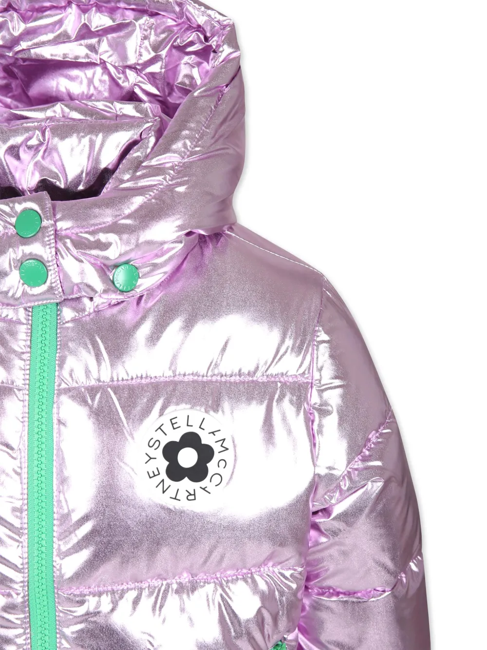 Stella McCartney Kids Donsjack met logo-applicatie Roze