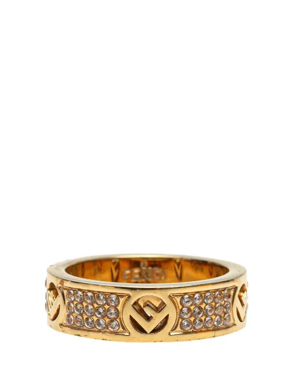 Fendi Pre Owned 21th Century Gold Plated F Is Fendi Crystal Band Costume Ring Gold FARFETCH IE