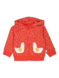 Stella McCartney Kids chicken-floral-print cotton hoodie - Red