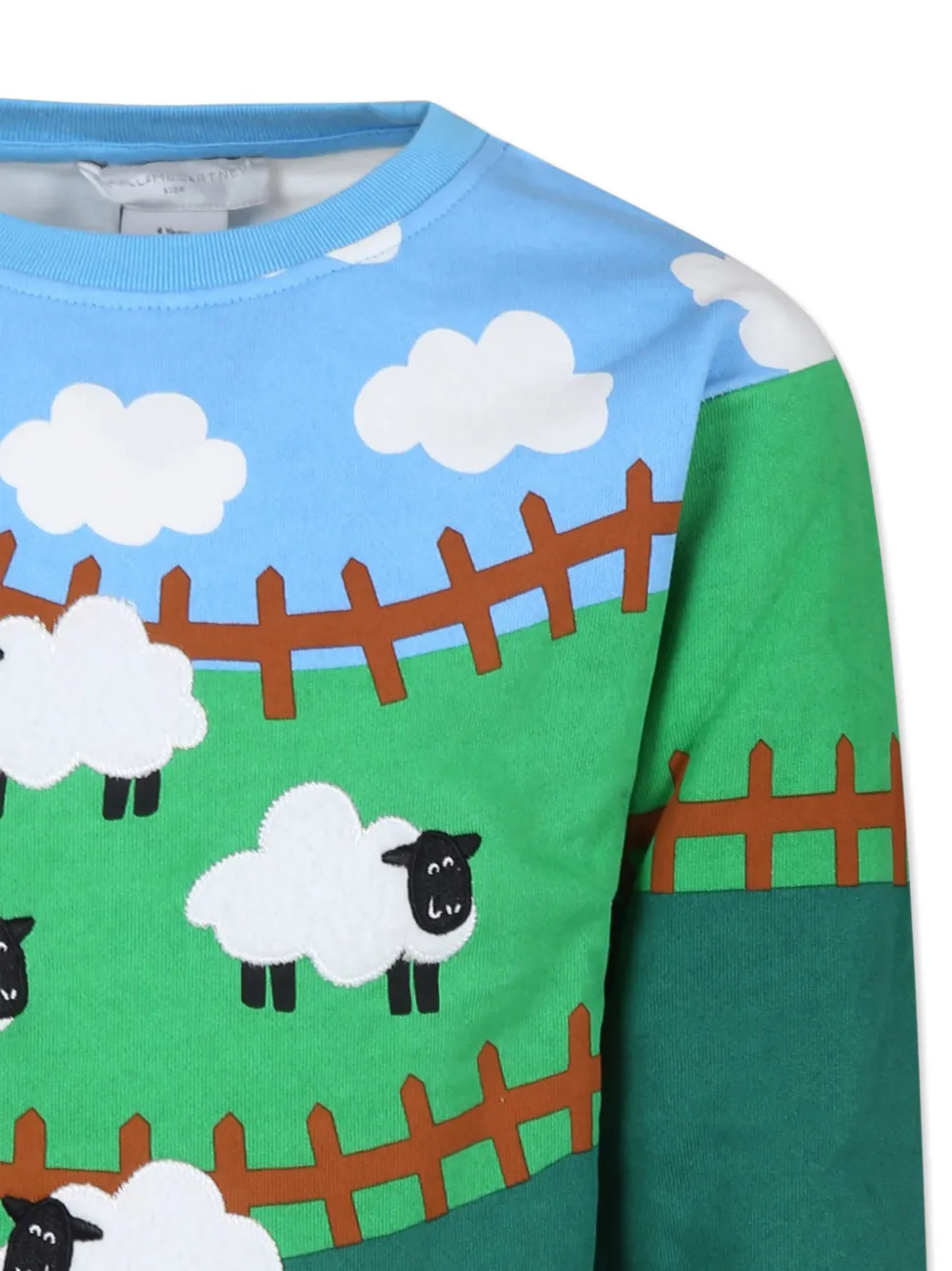 Stella McCartney Kids Katoenen sweater met geborduurde schapen Groen