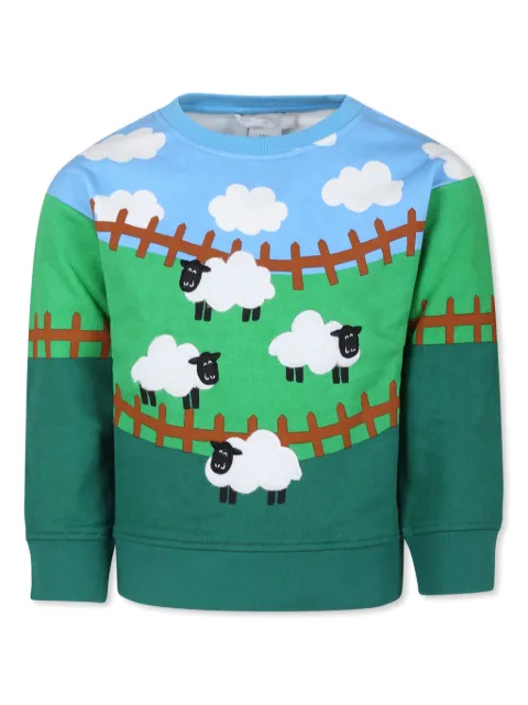Stella McCartney Kids sheep-embroidered cotton sweatshirt 