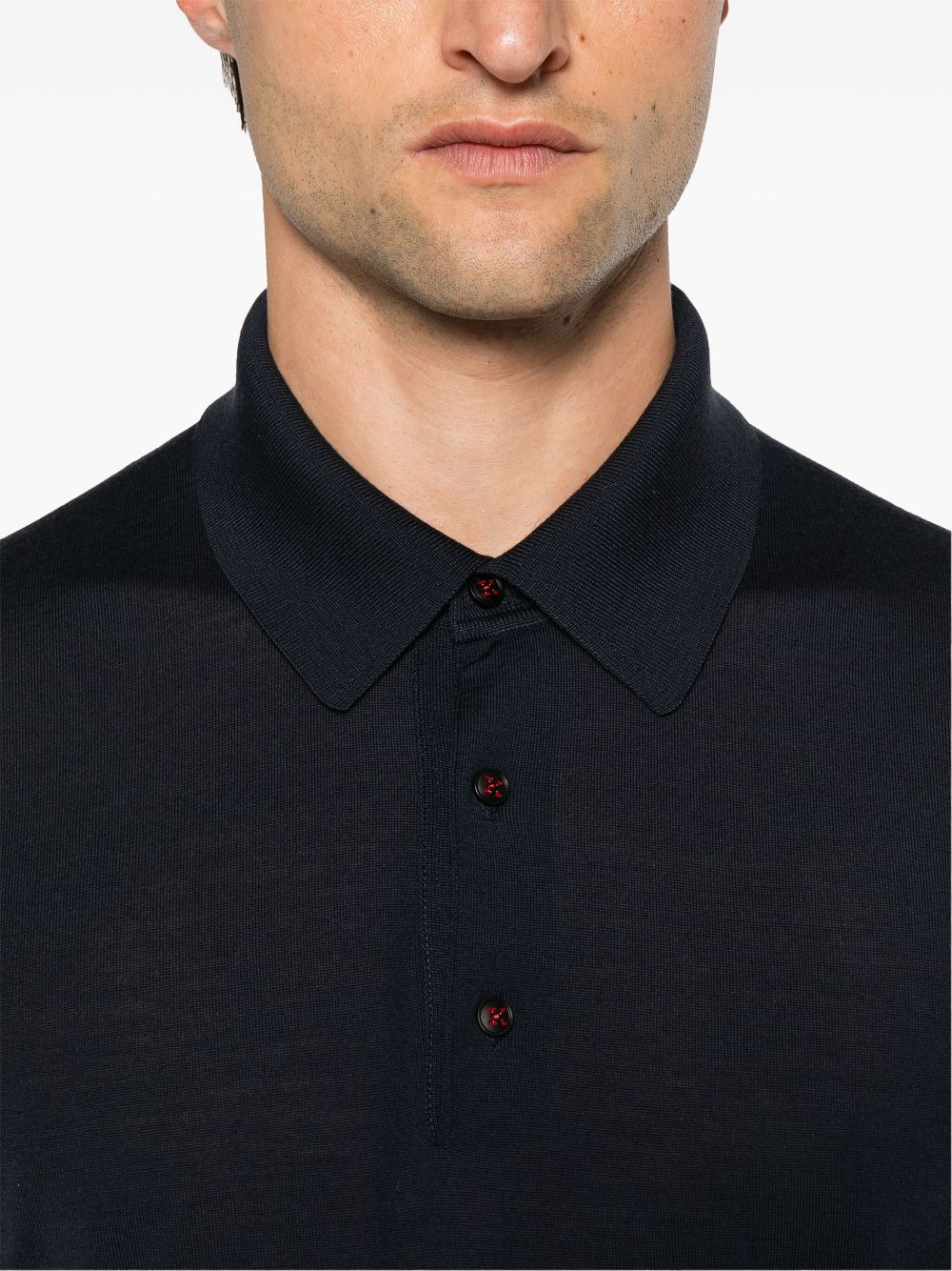 Kiton Fijngebreid poloshirt Blauw