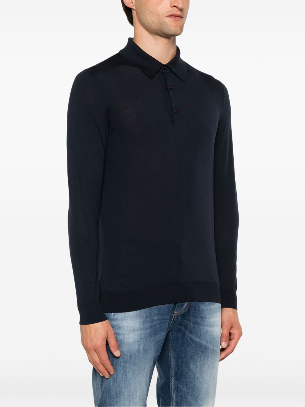 Kiton Fijngebreid poloshirt Blauw