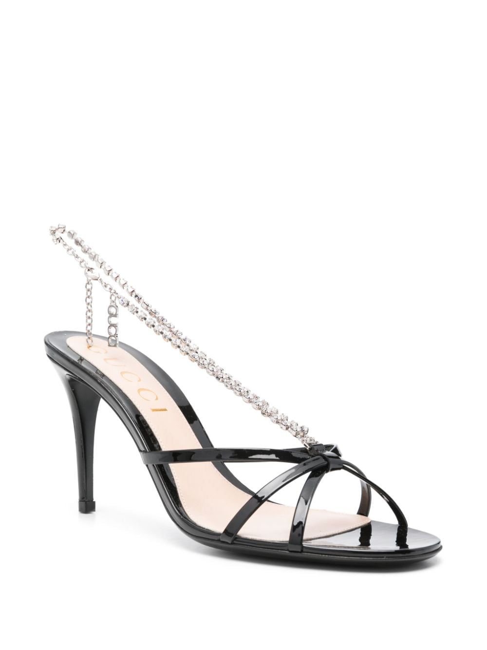 Gucci 85 mm sandalen met kristallen ketting - Zwart