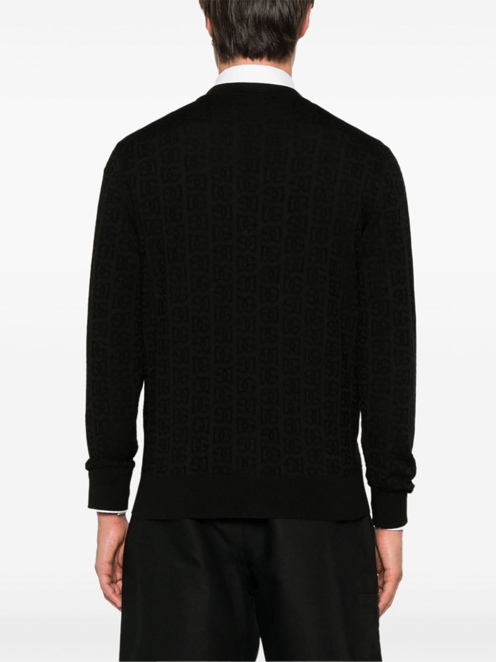 Shop Dolce & Gabbana Monogram-jacquard Cardigan In Black