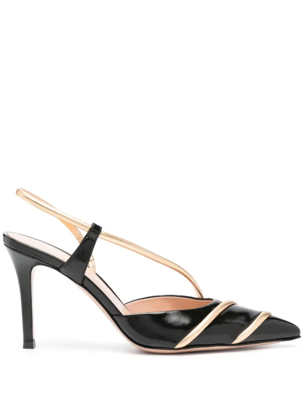 Gianvito Rossi 85mm Leather Slingback Pumps in Black