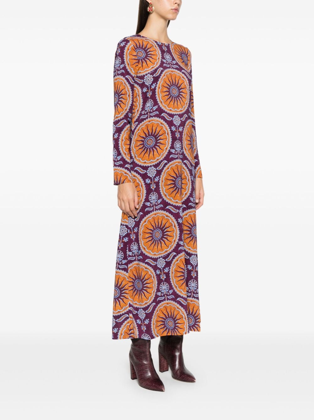 Shop La Doublej Long-sleeves Maxi Dress In Purple