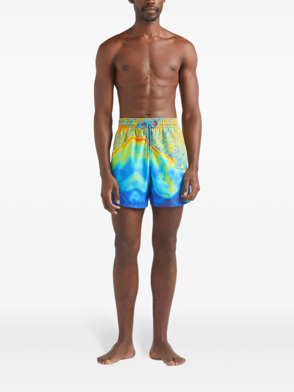 Vilebrequin zwembroek met Bathymetry Des Oceans print Blauw