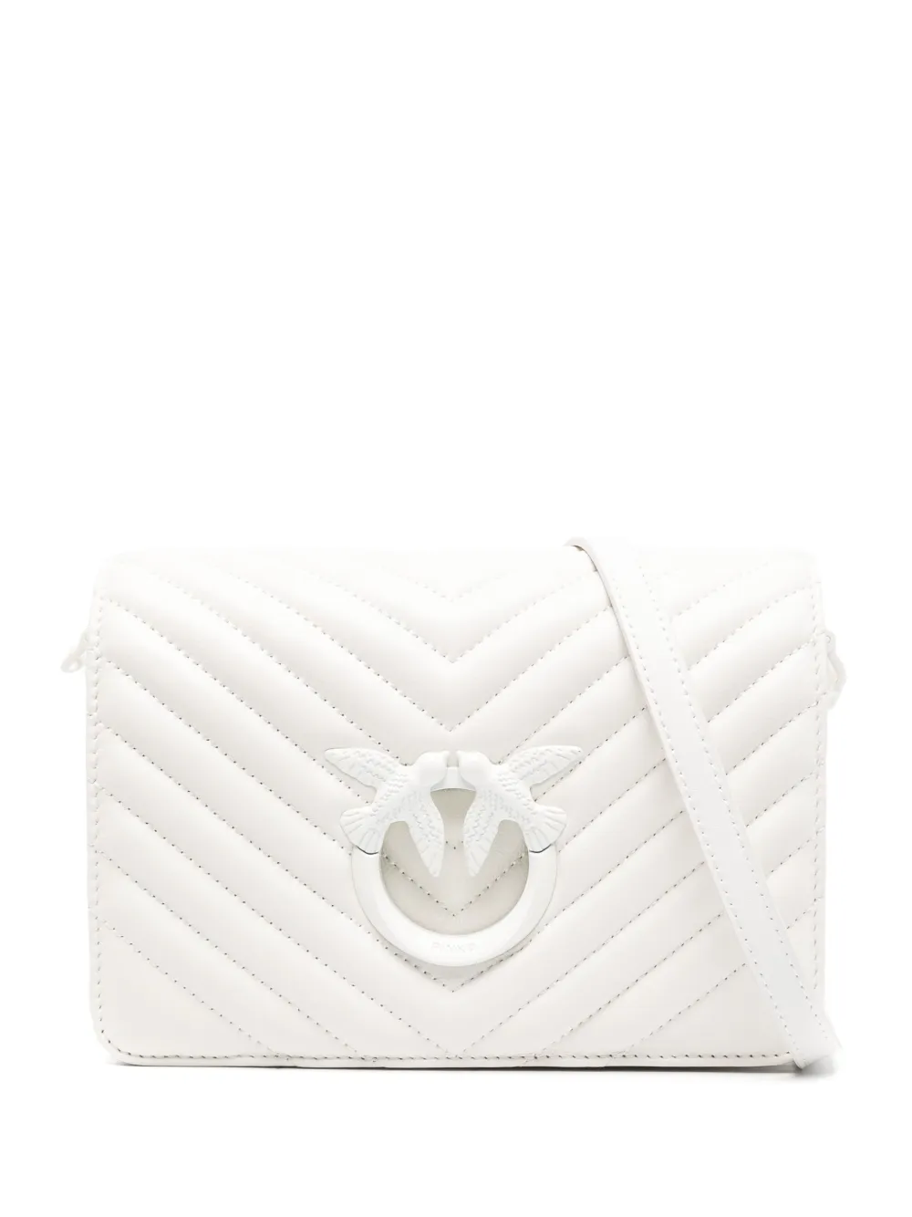 Shop Pinko Mini Love Click Cross Body Bag In White