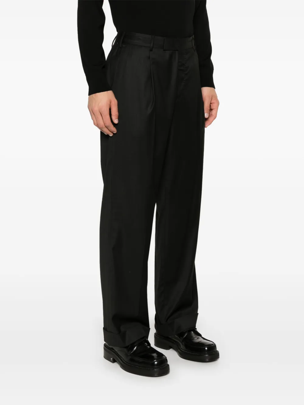 PT Torino Broek met geplooid detail Zwart
