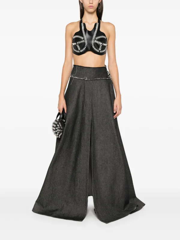 Halterneck Leather Crop Top