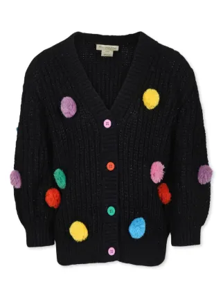 Stella McCartney Kids pompom-detail Cardigan | Black | FARFETCH