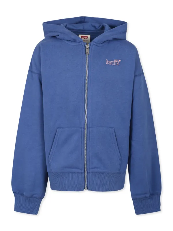 Levi's Kids Logo Embroidered Zip Hoodie Blue FARFETCH ID
