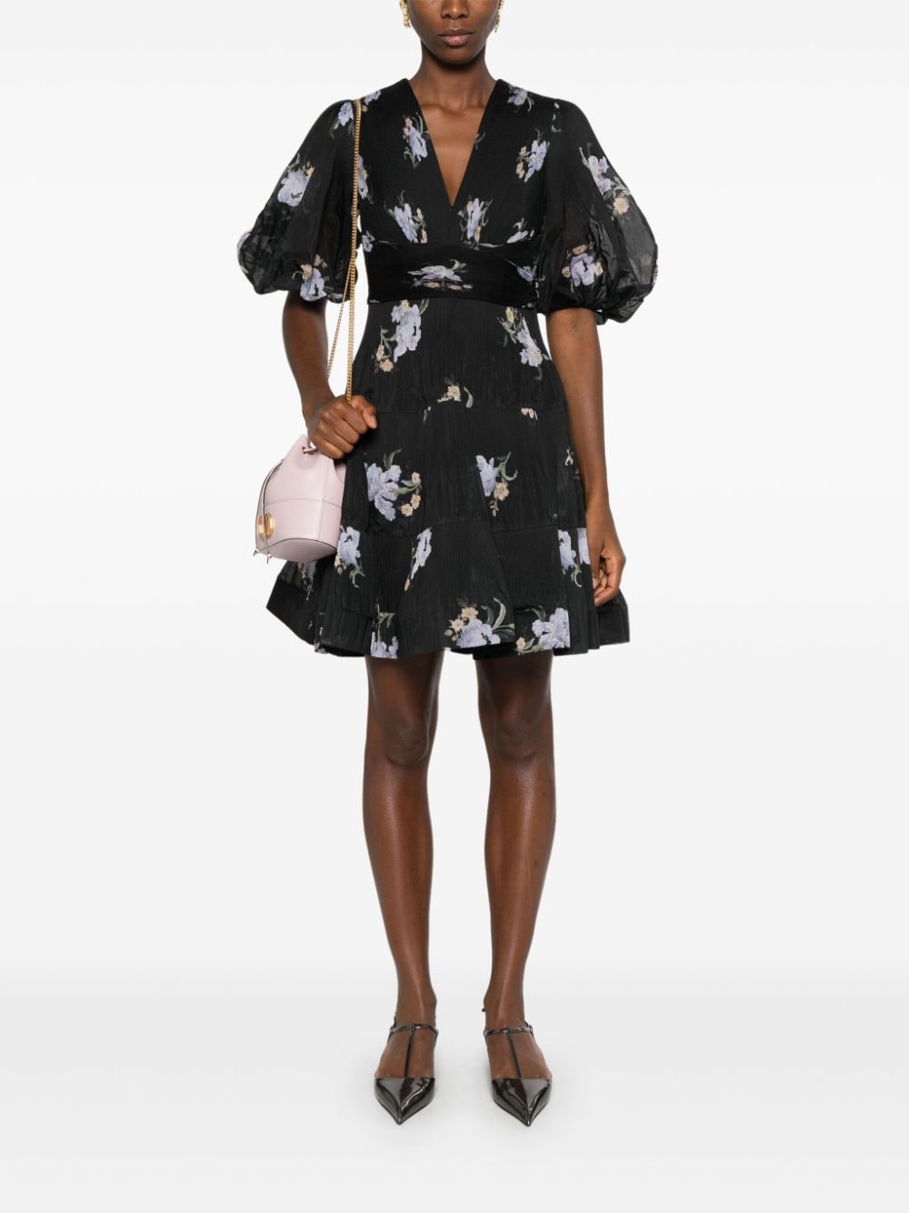 Shop Zimmermann Pleated Mini Dress In Black