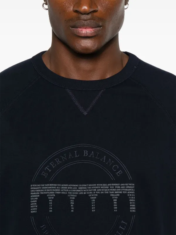 最高級素材スウェット●Brunello Cucinelli●刺繍ロゴ Brunello Cucinelli logo-embroidered Sweatshirt | Blue