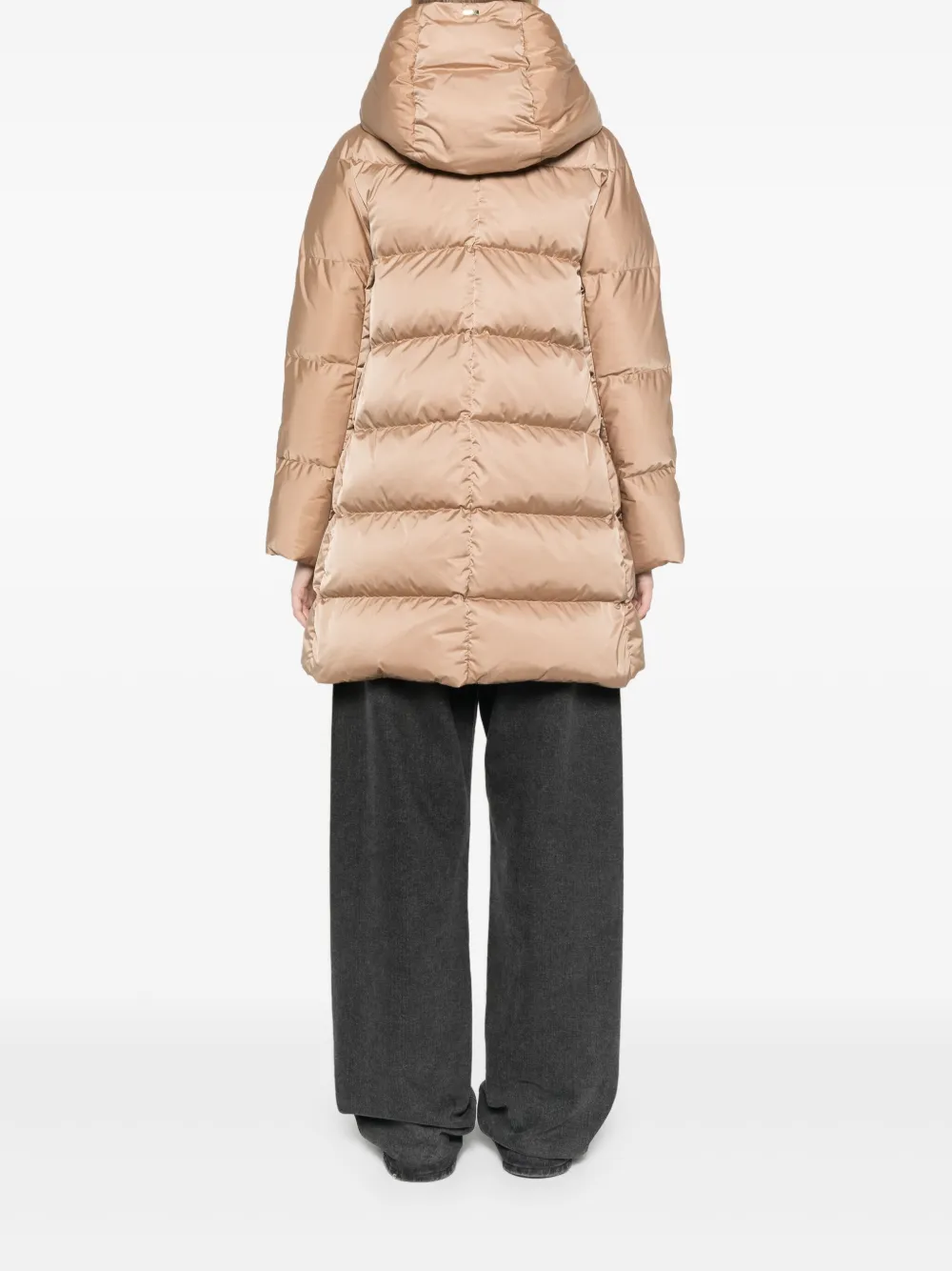 Herno Hooded Puffer Coat In Brown