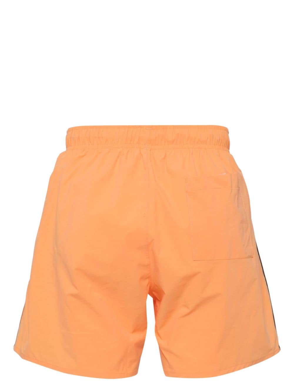 Shop Hugo Boss Signature Stripe And Logo Swim Shorts In Orange