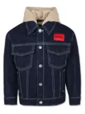 HUGO KIDS logo-patch hooded denim jacket - Blue