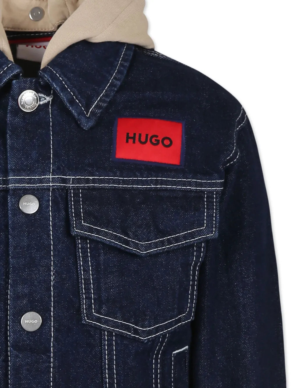 HUGO KIDS Spijkerjack met logopatch en capuchon Blauw