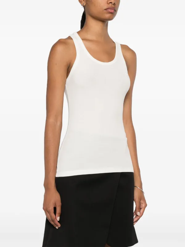 Coperni Logo Ribbed Tank Top | White | FARFETCH