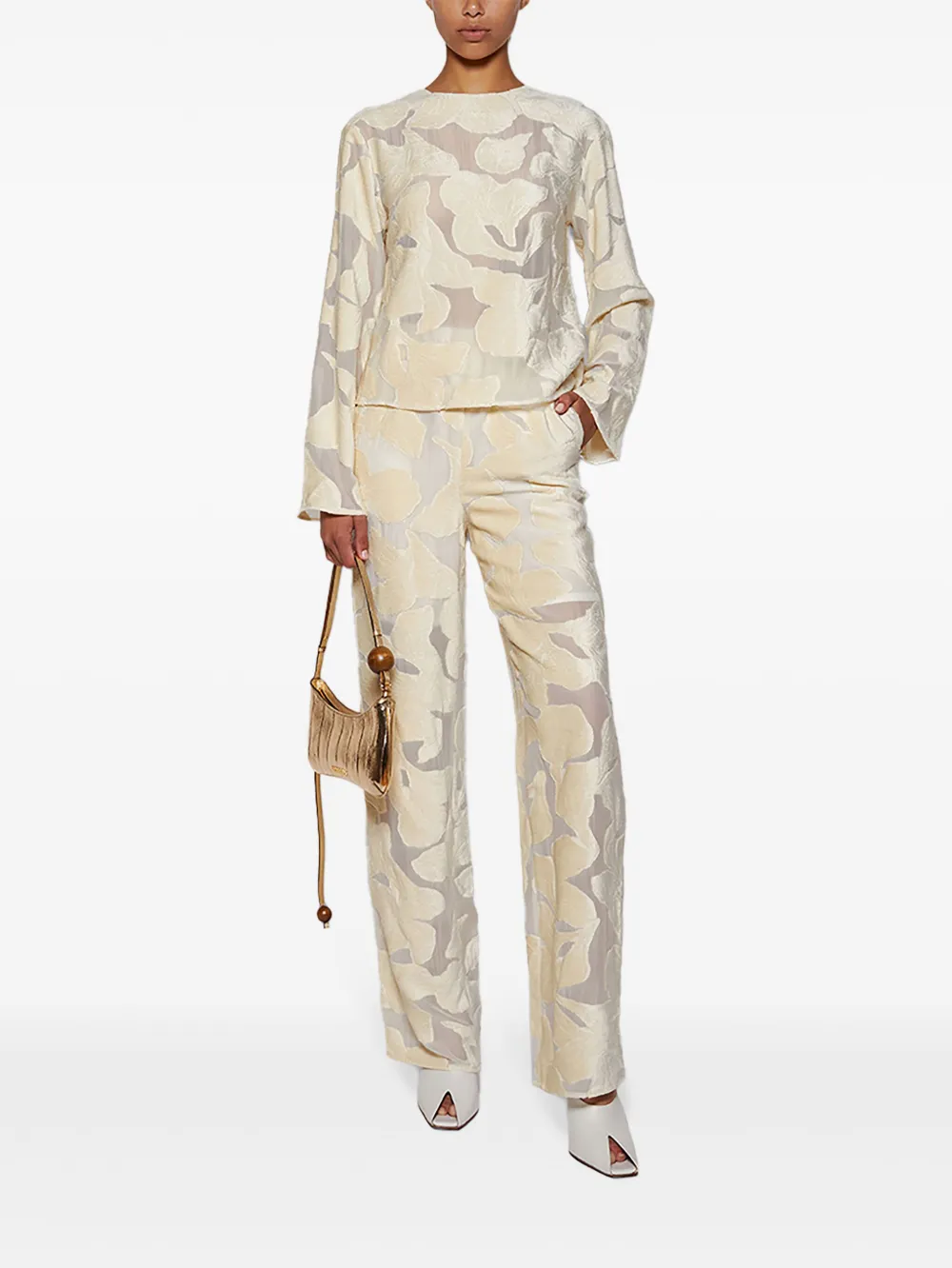 Loulou Studio floral-patterned palazzo - Beige