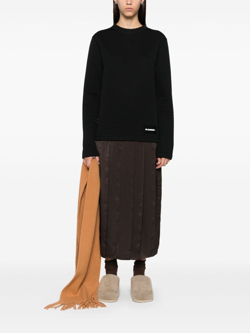 Jil Sander Sweater met geribbeld-effect - Zwart