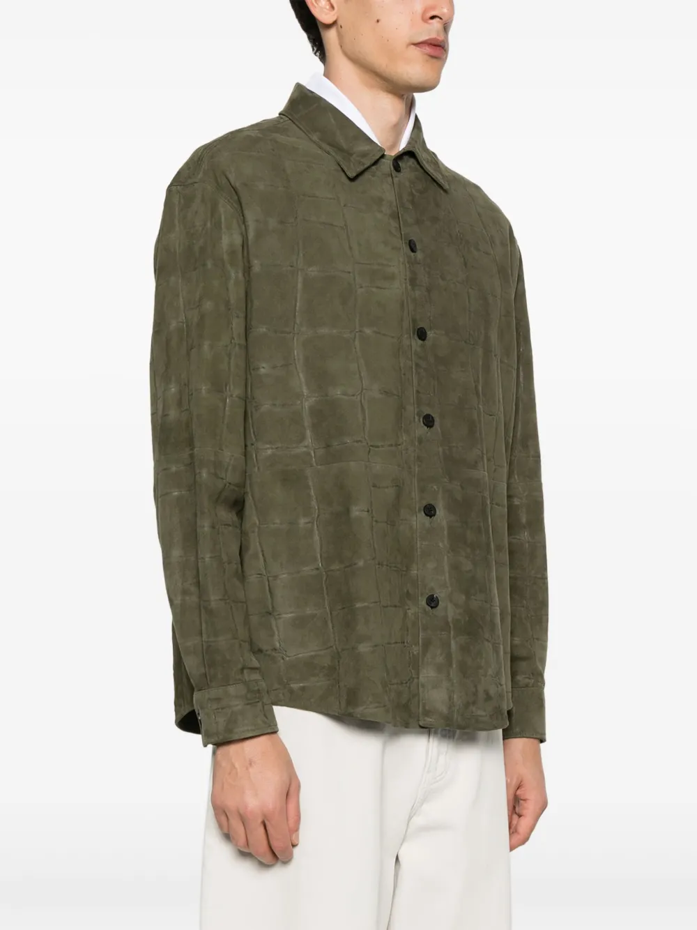 Jacquemus Leren overhemd met krokodillen-reliëf Groen