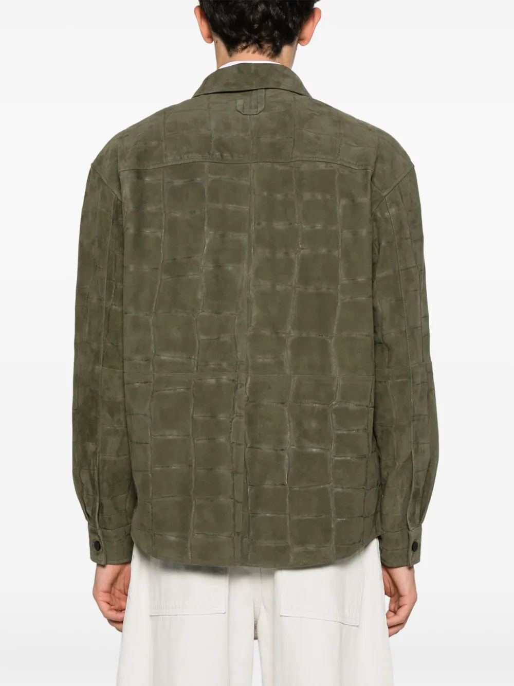 Jacquemus Leren overhemd met krokodillen-reliëf Groen