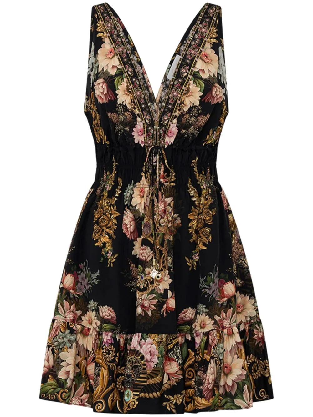 shirred-waist mini dress