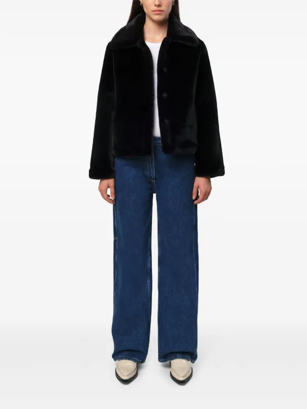 Apparis wide-collar Faux Fur Jacket | Black | FARFETCH