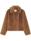 Apparis notch-lapel zippered faux fur jacket - Brown