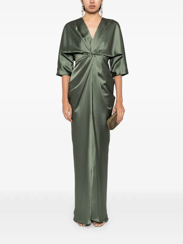 Amsale tie knot Draped Gown Farfetch