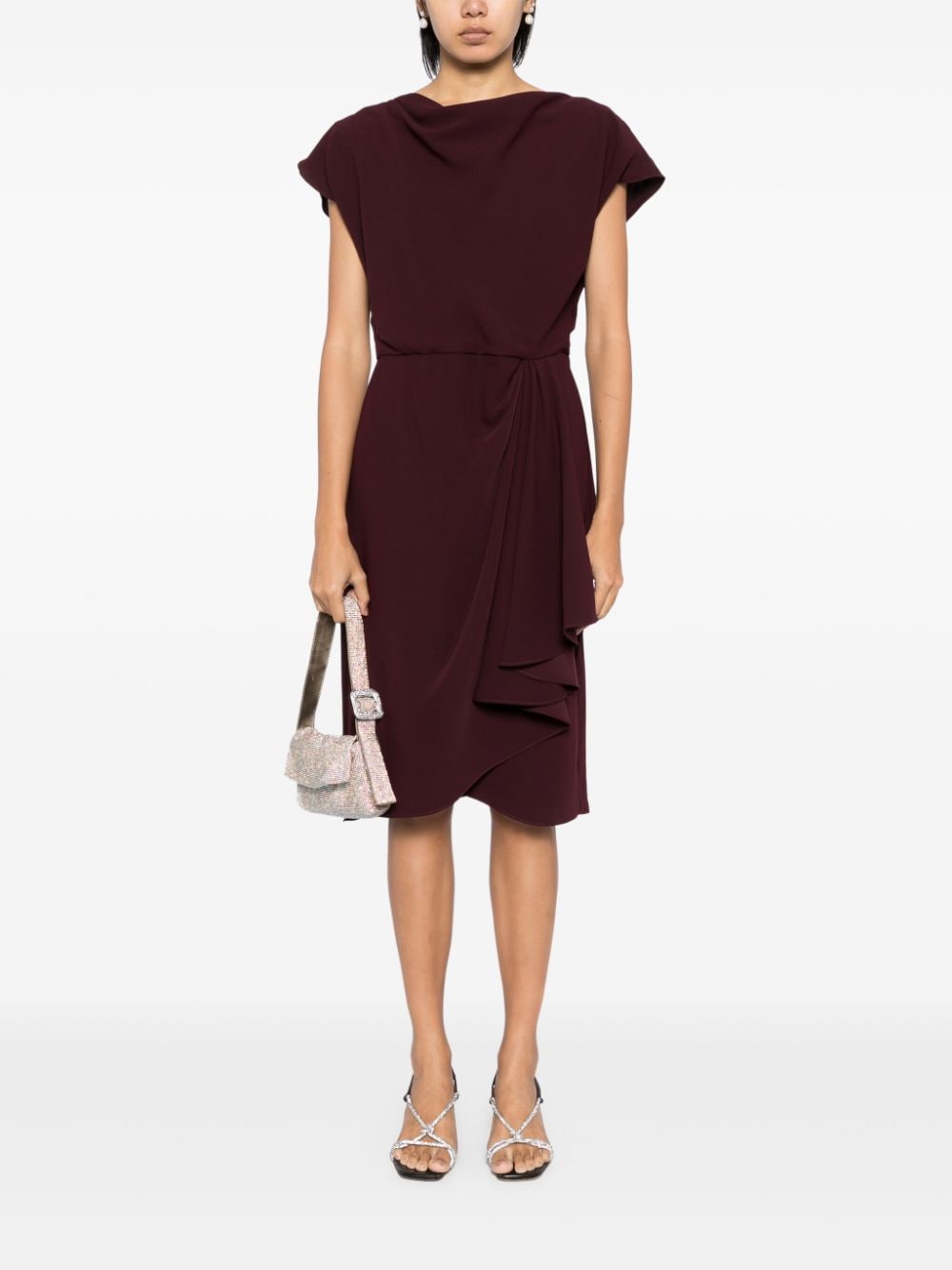 Amsale crepe cowl dress - Paars