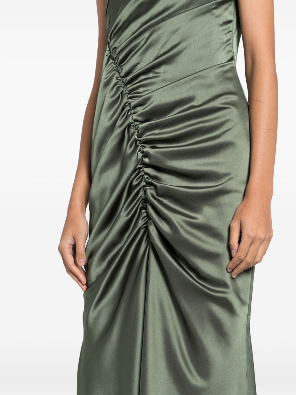 Shop Amsale Satin Asymmetric Gown In Green