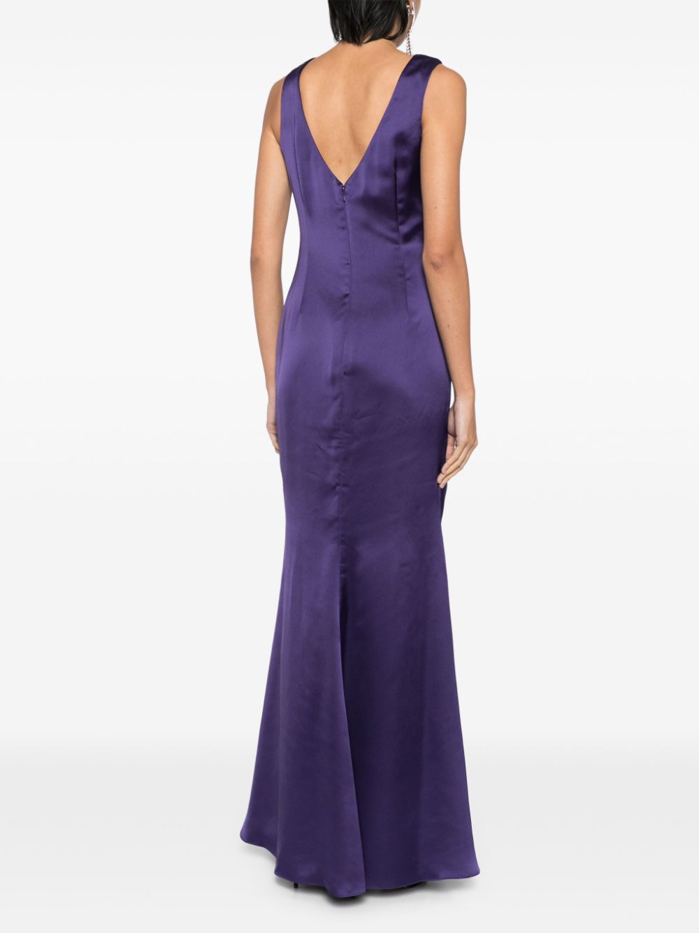 Shop Amsale Satin Asymmetric Gown In Amethyst