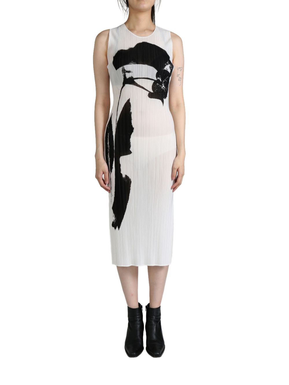 Issey Miyake flower-print dress - White