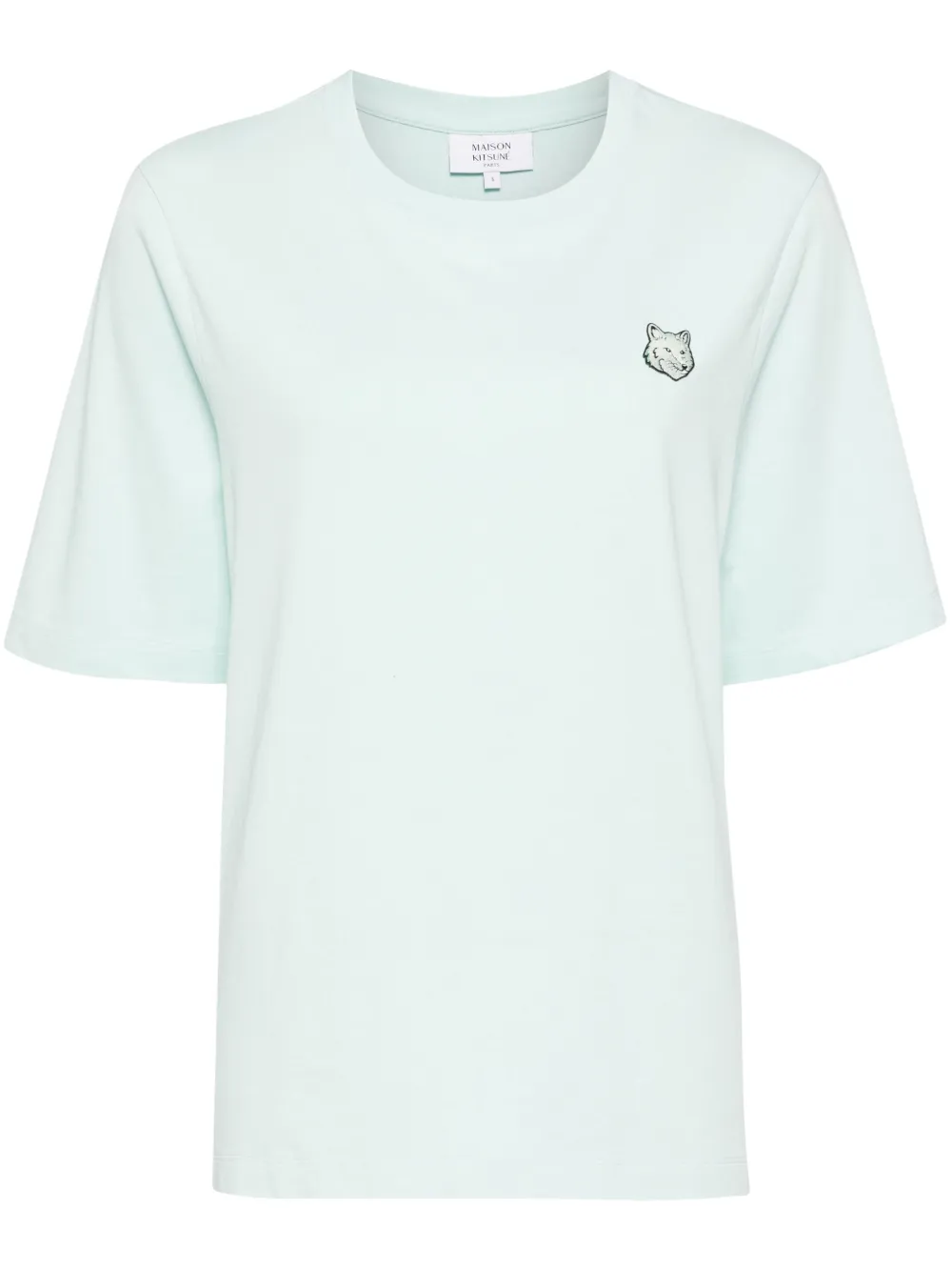 Maison Kitsuné T-shirt met vossenkop patch Groen