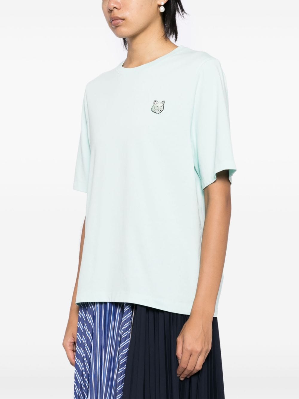 Shop Maison Kitsuné Bold Fox Head Patch T-shirt In Green