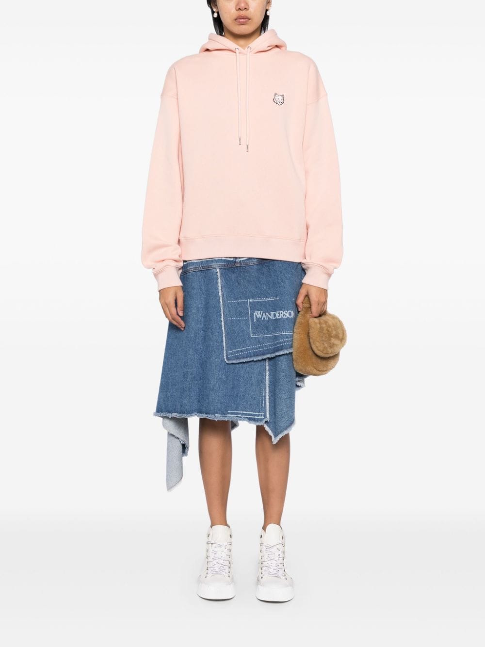 Shop Maison Kitsuné Bold Fox Head Patch Hoodie In Pink