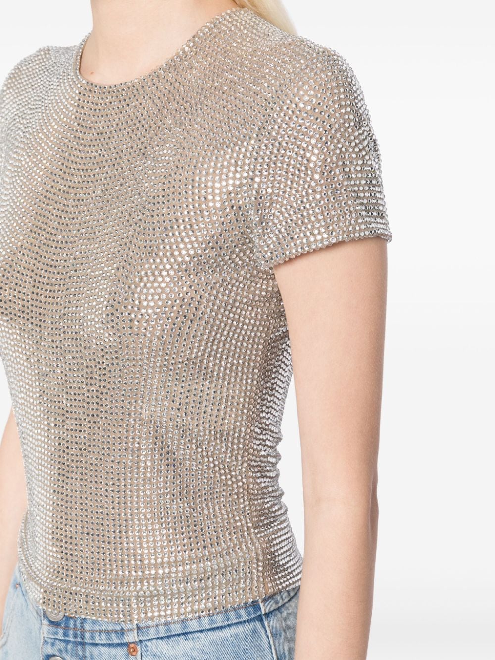 Shop Giuseppe Di Morabito Rhinestone T-shirt In Silber