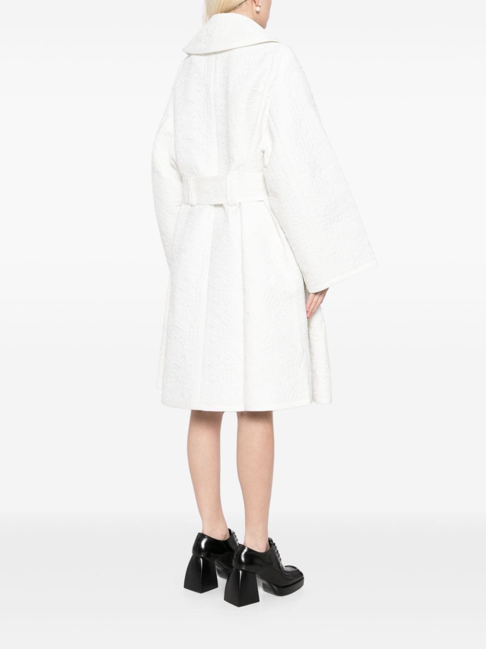 Shop Caroline Hu Motif Embroidery Coat In White