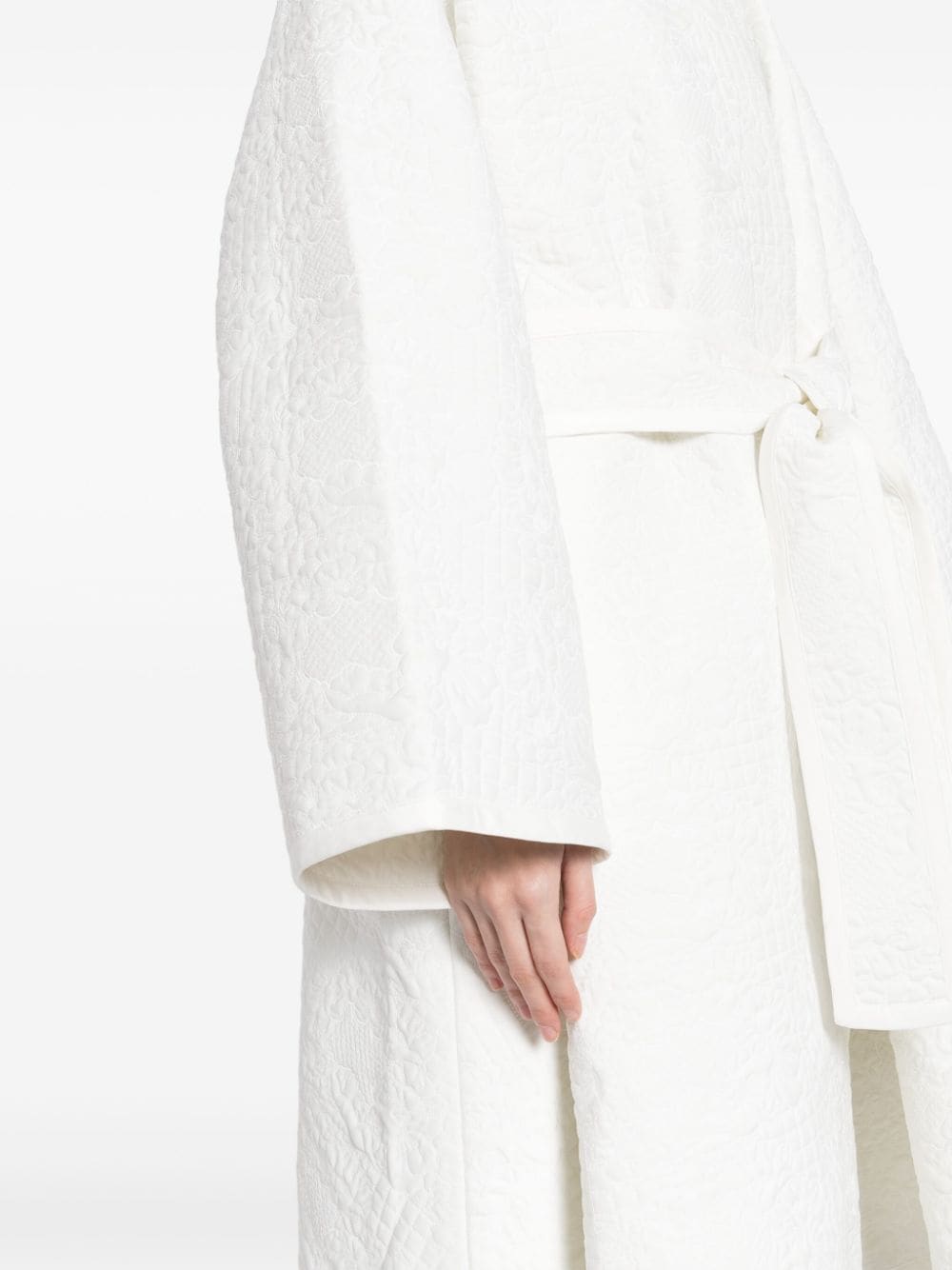 Shop Caroline Hu Motif Embroidery Coat In White