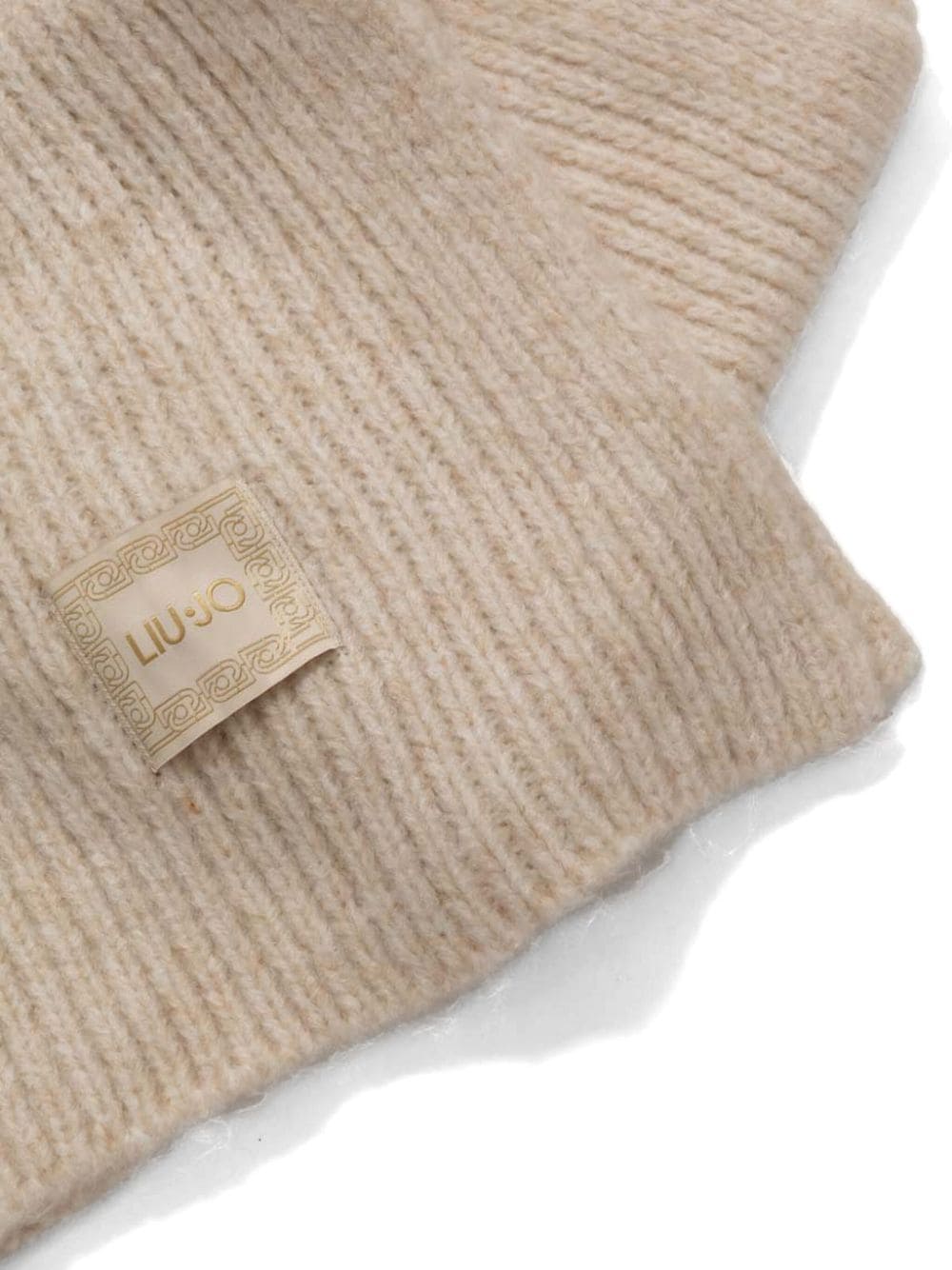 Shop Liu •jo Ribbed Scarf And Beanie In Neutrals